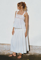 Irati White Embroidered Cotton Skirt