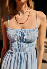 Gabriela Sky Gingham Midi Dress