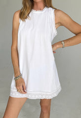 Ebba White Embroidered Cotton Dress