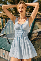 Gianluca Sky Gingham Mini Dress