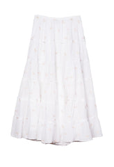 Coralie White Embroidered Maxi Skirt