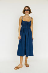 Gabriela Navy Washed Cotton Dress