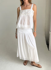 Euri White Embroidered Cotton Top