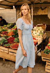 Fiorella Sky Gingham Midi Dress
