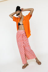 Rosetta Skirt Coral Floral Block Print