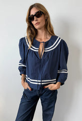 Joa Navy Cotton Top