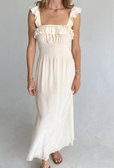 Amalie Cream Silk Dress