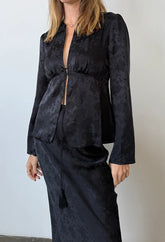Jorgina Black Jacquard Top