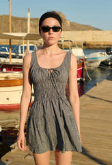 Gianluca Black Gingham Mini Dress