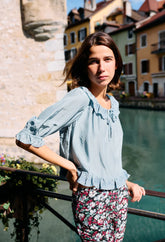 Thora Top Marine Floral Embroidery