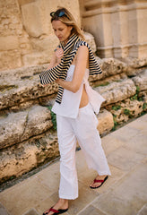 Ermanno White Embroidered Linen Pant