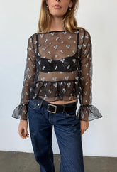 Andria Black Organza Top