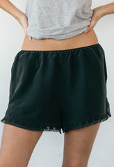 Dito Black Embroidered Silk Short