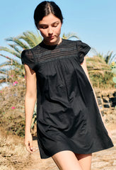 Anabela Black Cotton Mini Dress