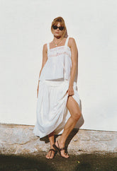 Euri White Embroidered Cotton Top