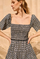 Cassani Solar Print Cotton Poplin Dress