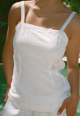 Ipanema White Embroidered Linen Top