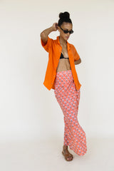 Rosetta Skirt Coral Floral Block Print