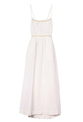 Austine White Embroidered Linen Dress