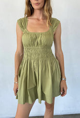Abella Khaki Washed Cotton Poplin Dress