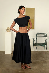 Marcella Black Jersey Bubble Maxi Skirt