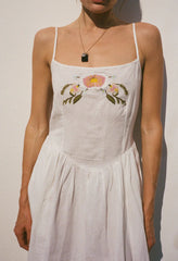Neroni White Embroidered Linen Dress