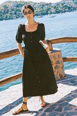 Albertine Black Cotton Dress