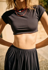 Razza Black Jersey Crop Top
