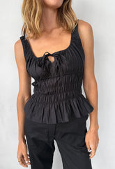 Gigi Black Cotton Poplin Top