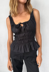 Gigi Black Cotton Poplin Top