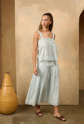 Euri Baby Blue Embroidered Cotton Top