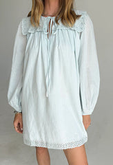 Jonita Baby Blue Embroidered Cotton Dress