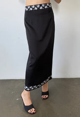 Elly Black Satin Skirt
