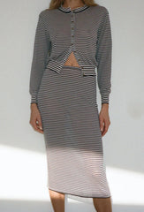 Faye Midnight Stripe Sheer Knit Skirt