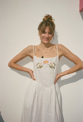 Neroni White Embroidered Linen Dress