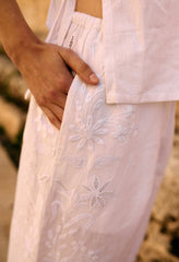 Ermanno White Embroidered Linen Pant