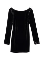 Genevieve Black Velvet Mini Dress with Bow