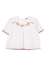 Idoya White Embroidered Linen Top