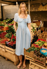 Fiorella Sky Gingham Midi Dress