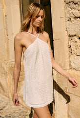 Noemi White Crochet Lace Mini Dress