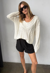 Chrissie Ivory Cable Knit Sweater