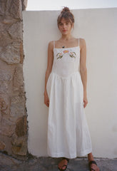 Neroni White Embroidered Linen Dress