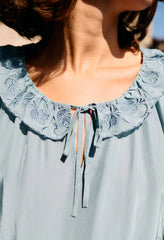 Thora Top Marine Floral Embroidery