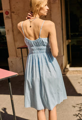 Gabriela Sky Gingham Midi Dress