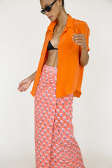 Rosetta Skirt Coral Floral Block Print