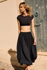 Marcella Black Jersey Bubble Maxi Skirt