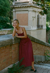 Karita Dress Bordeaux Cotton Poplin