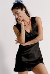 Dila Dress Black Charmeuse