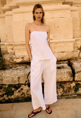 Sebastian White Embroidered Linen Top