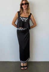 Elly Black Satin Skirt
